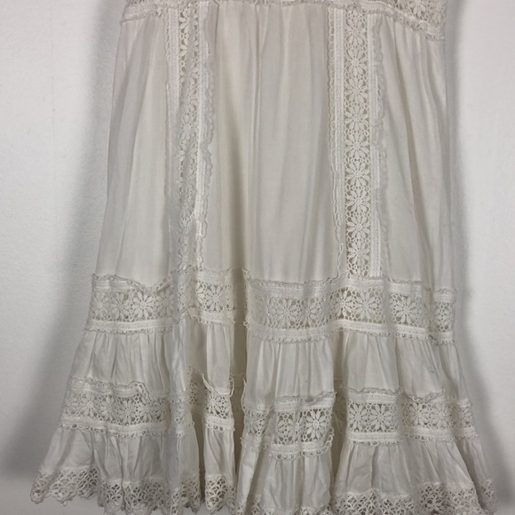 Vintage white short puff sleeve crochet lace square neck mini dress 8 - Picture 7 of 9